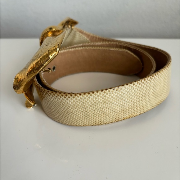 Vintage 1983 Christopher Ross 24K Gold PLATED BUCKLE With Leather Belt - Picture 4 of 9
